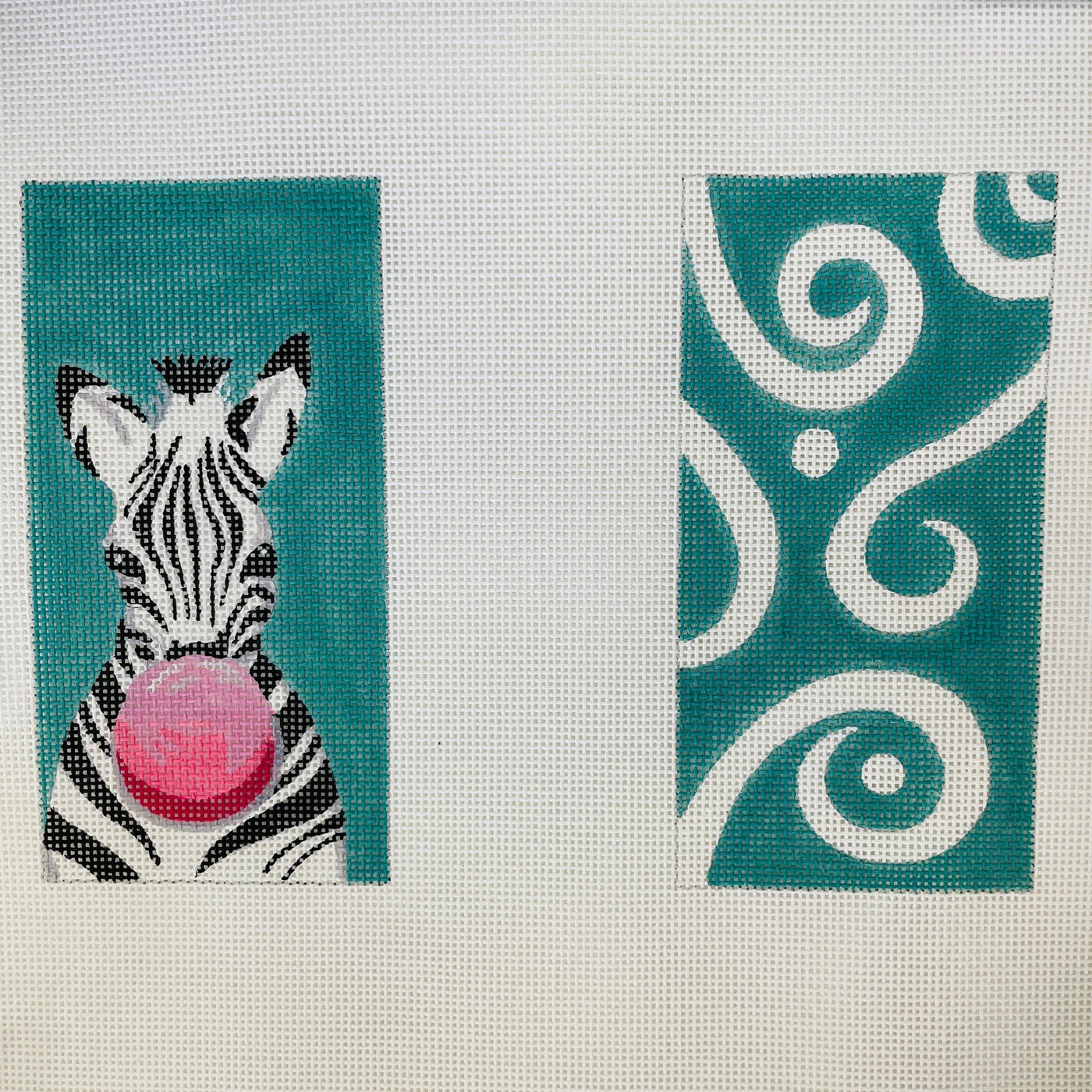 Zebra with Bubble Gum Double Sided Eyeglass Case needlepoint canvas - Bargello Needlepoint