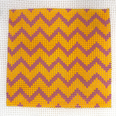 Zigzag in tangerine & pink needlepoint canvas - Bargello Needlepoint