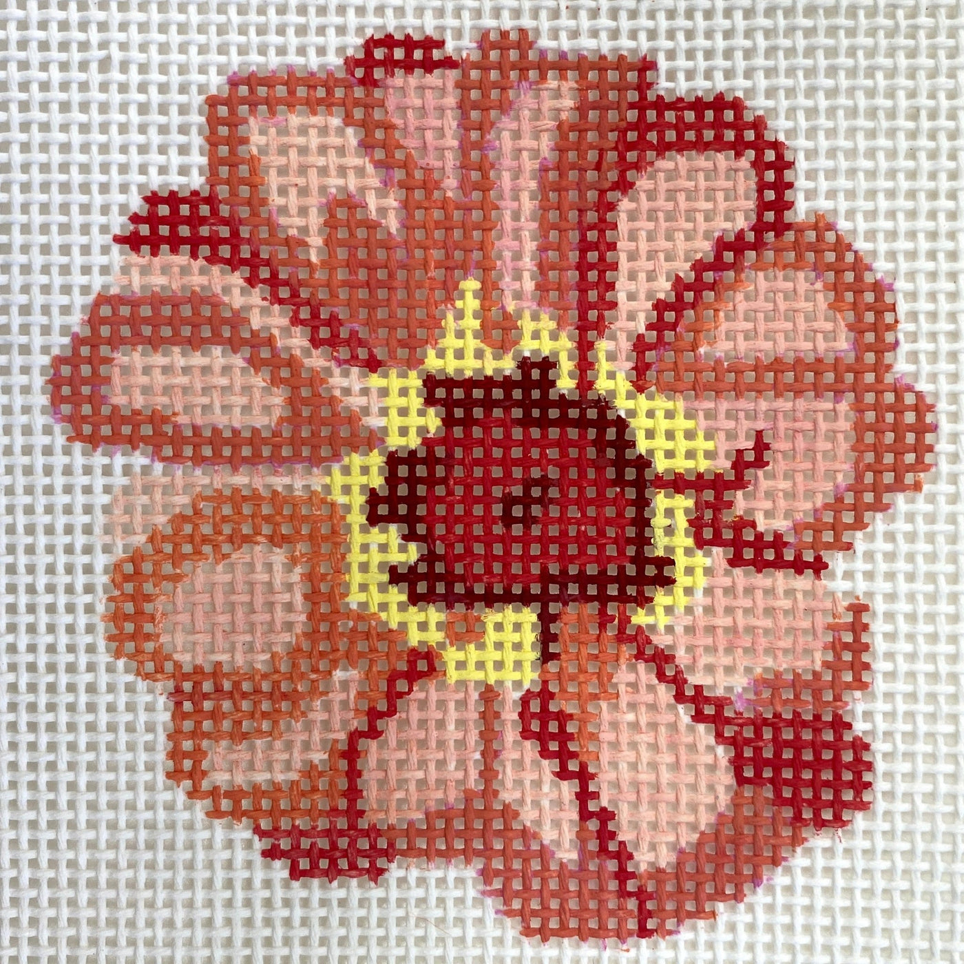 Zinnia Coaster #3 needlepoint canvas - Bargello Needlepoint