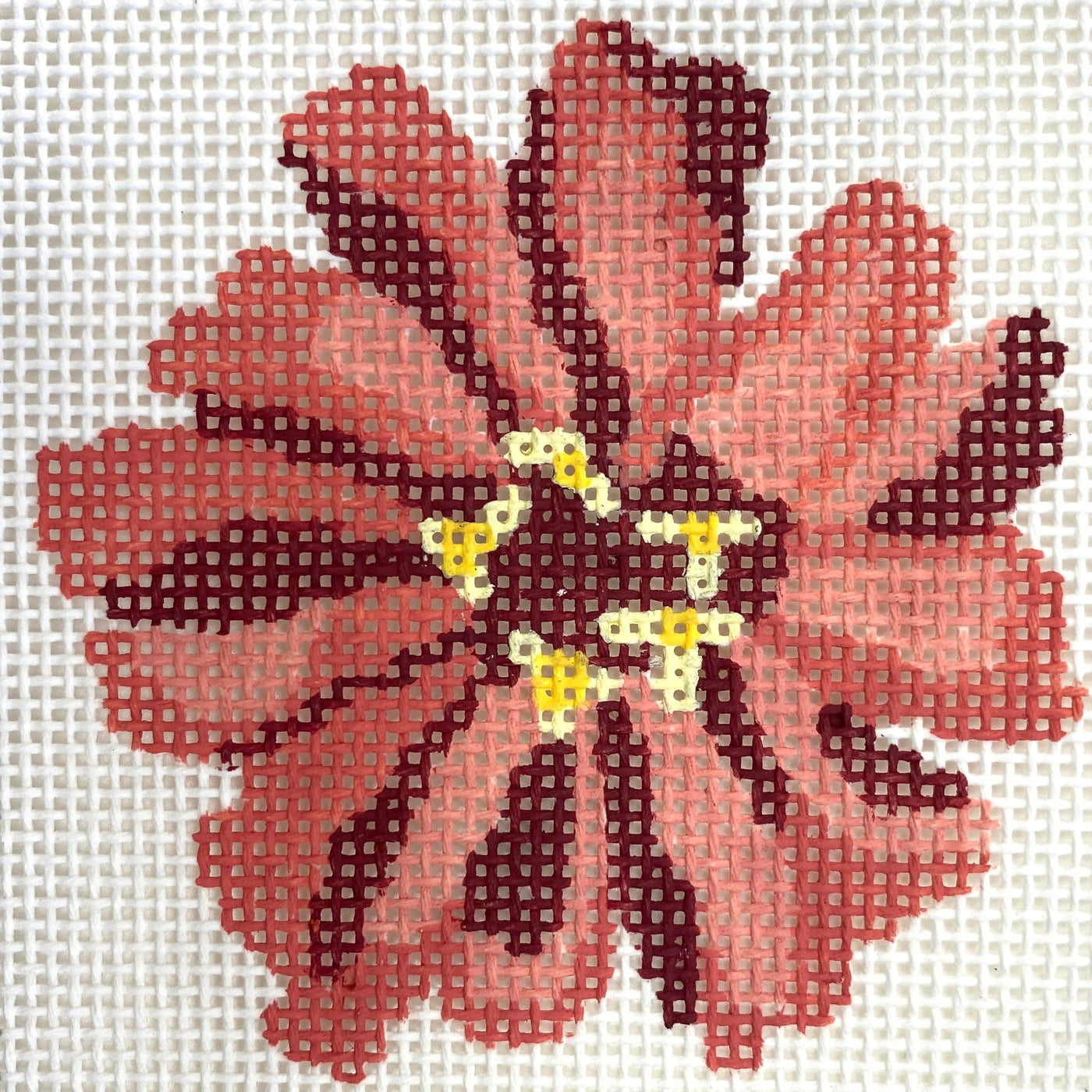 Zinnia Coaster #8 needlepoint canvas - Bargello Needlepoint