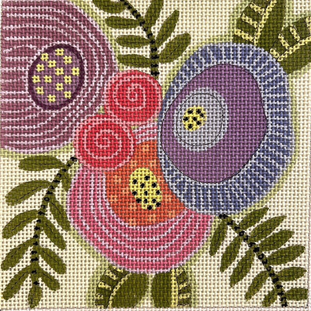 Happy Flowers Needlepoint Kit (Round)