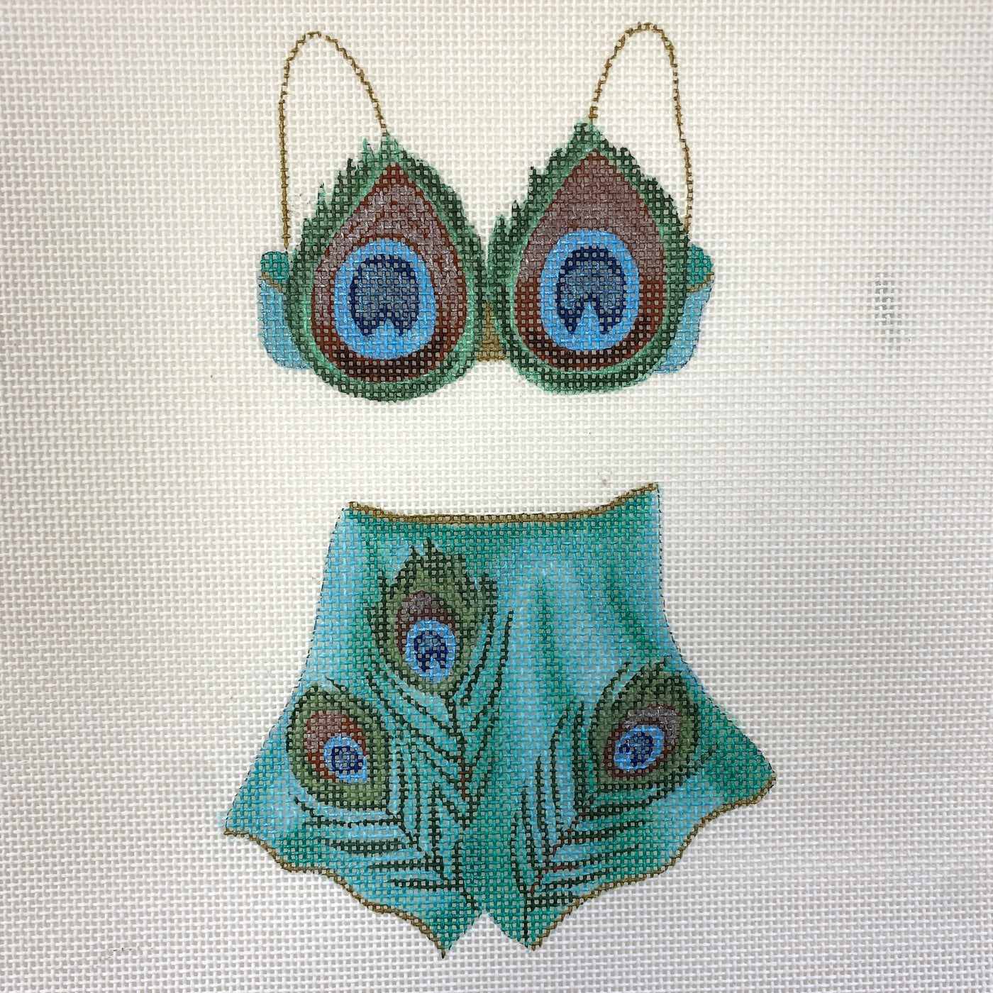 Peacock Feathers Bra & Pants Set Needlepoint Canvas – Bargello