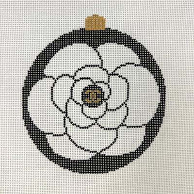 Black Camellia needlepoint canvas - Bargello Needlepoint