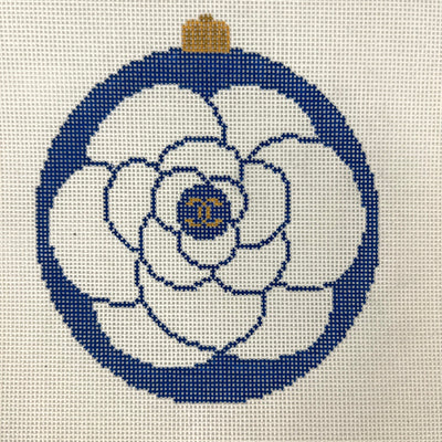 Blue Camellia needlepoint canvas - Bargello Needlepoint