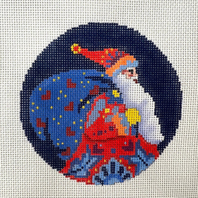 Folk Santa Ornament needlepoint canvas - Bargello Needlepoint