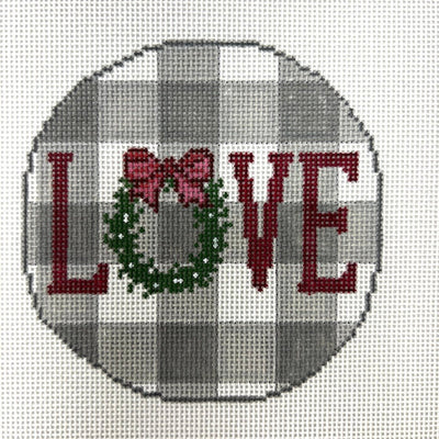 Gingham Love Ornament needlepoint canvas - Bargello Needlepoint