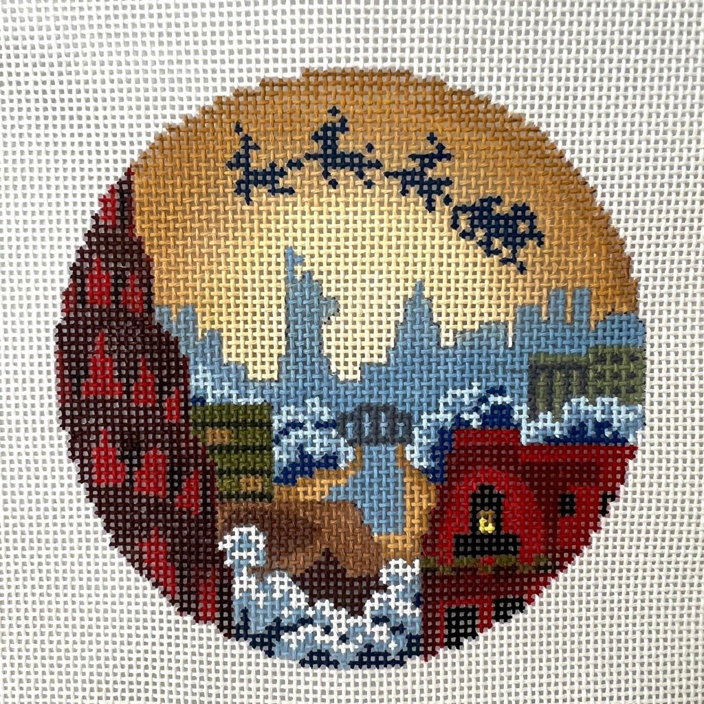 Rooftops Of Ny Ornament needlepoint canvas - Bargello Needlepoint