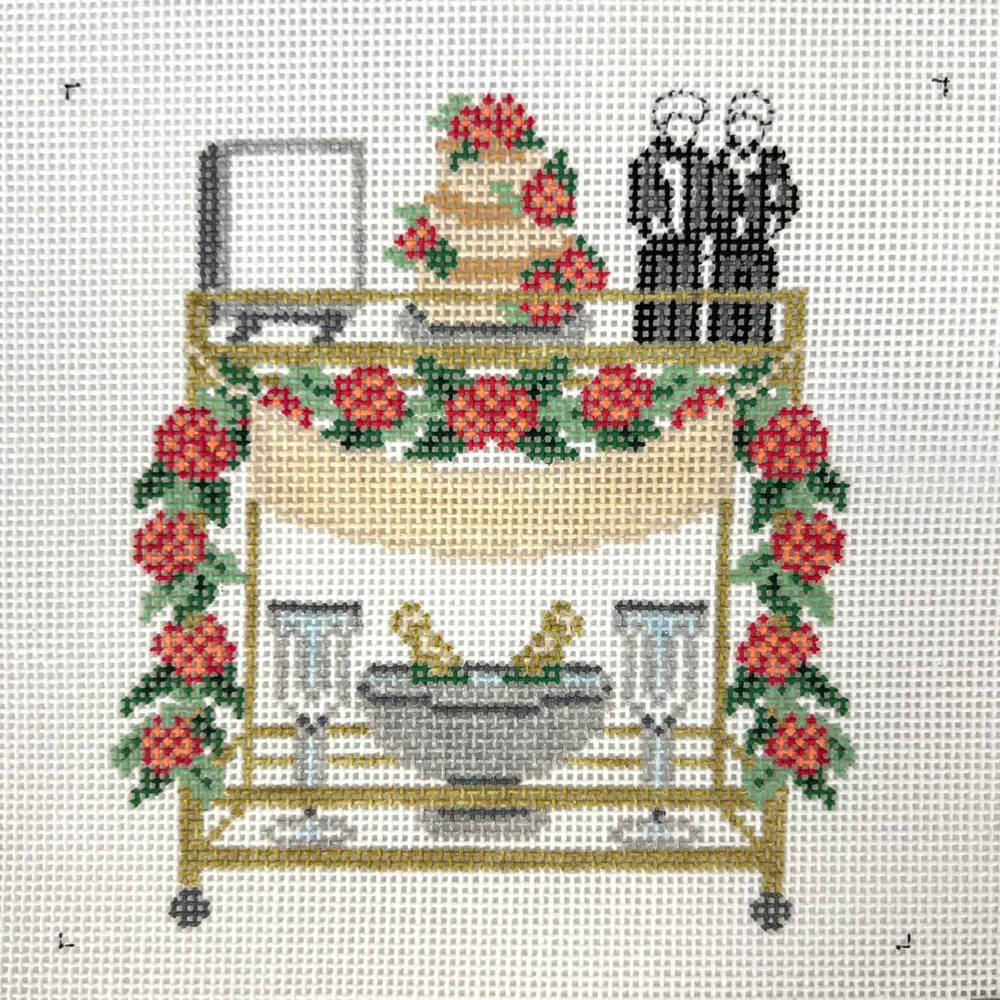 Wedding Bar Cart - Two Grooms in Tuxes needlepoint canvas - Bargello Needlepoint